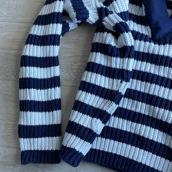 Outerknown Nautical Blue and White Zip Up Organic Cotton Sweater - Picture 3 of 7